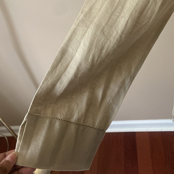 Rafaella Women’s Tan 100% Linen Button Down Shirt Size 10 Lagenlook Oversized - Picture 3 of 7